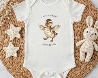 Mallard Duckling Baby Bodysuit | Toddler Baby Animal Clothing | Newborn to 24 months | 045