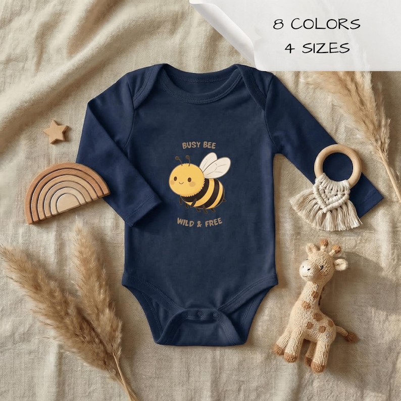 Busy Bee Long Sleeve Baby Bodysuit | Baby Children Clothing | Newborn to 18 months | 046