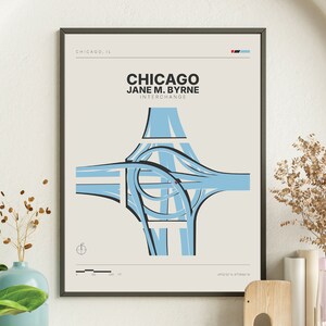 Minimalistischer Chicago Jane M. Byrne Interchangel - Digitaler Download - Urbane Struktur, moderne Stadt Karte, Kunst Poster, Dekoration