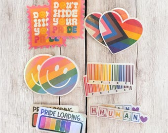 Holographische Pride Sticker Set - LGBTQ+ Regenbogen Designs