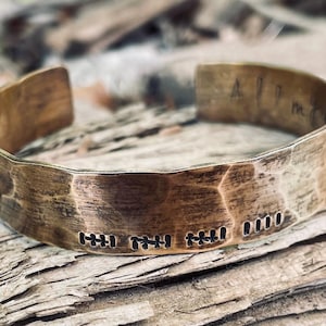 8th Anniversary Gift For Men, Bronze Tally Mark Bracelet,Custom Jewelry for 8th or 19th Anniversary,Personalized Mens Bracelet,Date Bracelet