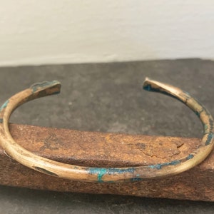 8th Anniversary Gift for Men, Heavy Bronze Cuff with Verdigris Patina, Bronze Anniversary for 19th Year,