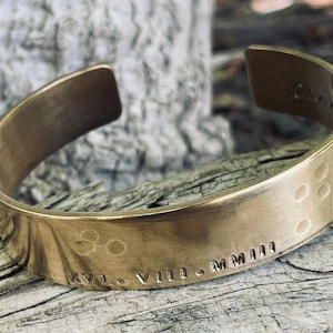 8th Anniversary Gift Bracelet, 19th Year Unisex Cuff, Custom Date Bracelet with Roman Numerals, Bronze Gift for Men, Bronze Cuff for Women