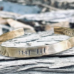 Bronze Anniversary Tally Mark Bracelet, 8th or 19th Anniversary Gift for Her, Hatch Mark Cuff,Bronze Tally Mark Bracelet with Custom Message