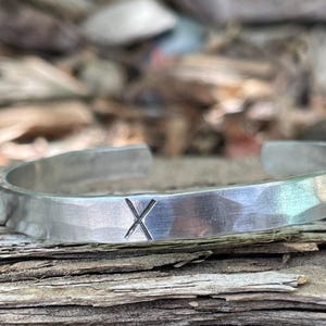 10th Anniversary Aluminum Cuff Bracelet: Roman Numeral X, Hypoallergenic Jewelry