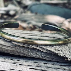 Solid Brass Cuff, 21st Anniversary Gift, Everyday Men&#39;s Bracelet, Unisex Brass Cuff, Brass Anniversary Gift
