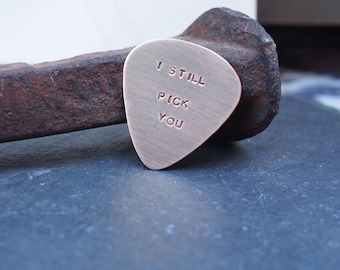 Bronze Guitar Pick, 8 or 19 Year Gift , Bronze Anniversary Gift, I Pick You Baby, I Still Pick You
