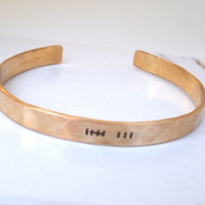 Bronze Tally Mark Bracelet, 8th or 19th Anniversary Gift for Her, Hatch Mark Cuff, 8 Years and Counting image 3