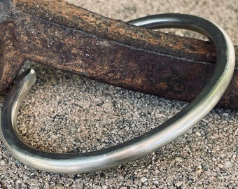 Hand Forged Thick Sterling Silver Cuff Bracelet, Unisex