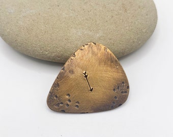 Bronze Guitar Pick, Arrow Pick , Bronze Anniversary Gift, 8th or 19th Anniversary, Distressed Metal Pick, Moving Forward