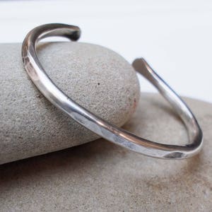 Heavy Sterling Silver Cuff Bracelet: Hand Forged Rustic Bangle