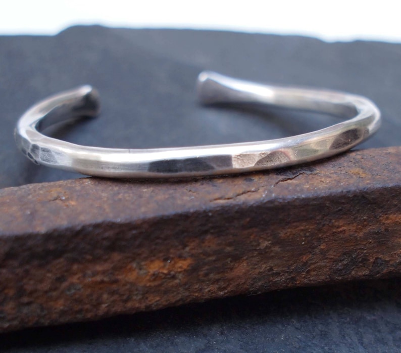Kid/'s Silver Cuff Rustic Silver Bracelet Hammered Cuff Children/'s Jewelry