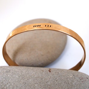 Bronze Tally Mark Bracelet, 8th or 19th Anniversary Gift for Her, Hatch Mark Cuff, 8 Years and Counting image 2