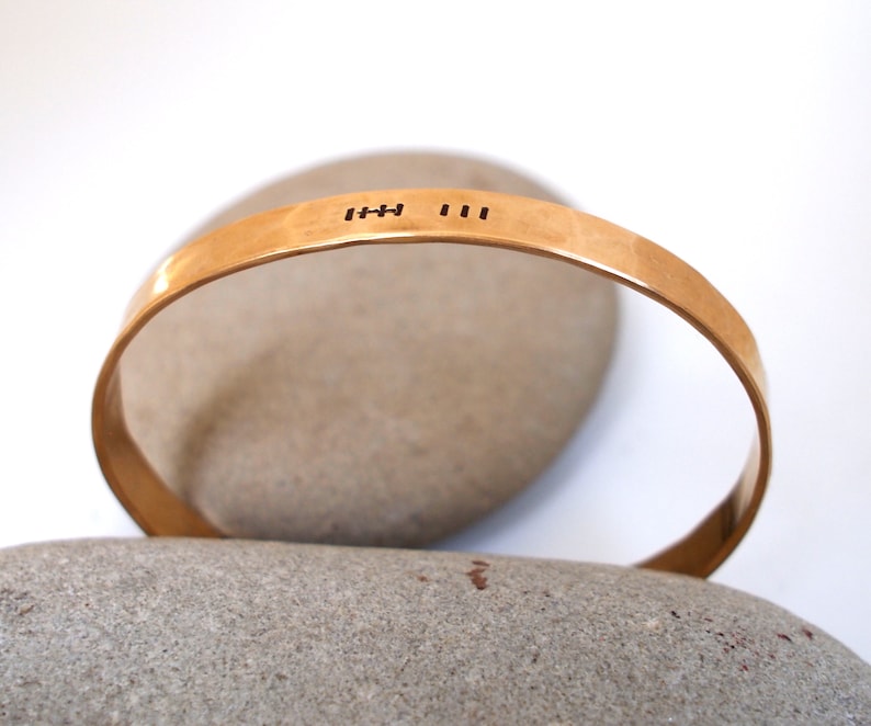 Bronze Tally Mark Bracelet, 8th or 19th Anniversary Gift for Her, Hatch Mark Cuff, 8 Years and Counting image 2