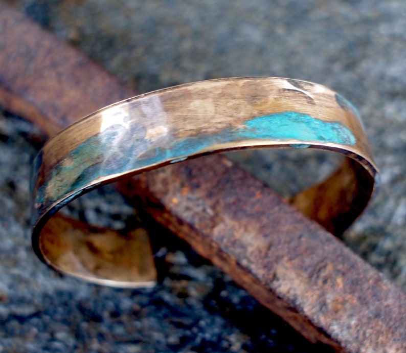 Men's Bronze Bracelet with Verdigris Patina, 8th or 19th Anniversary Gift for Him image 9