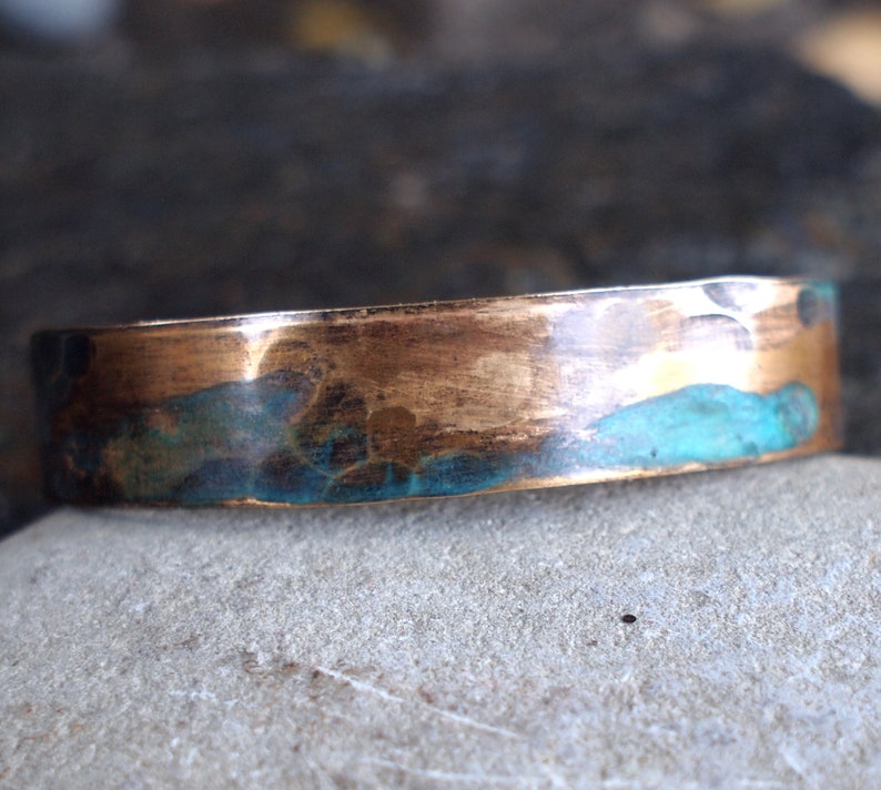 Men's Bronze Bracelet with Verdigris Patina, 8th or 19th Anniversary Gift for Him image 3