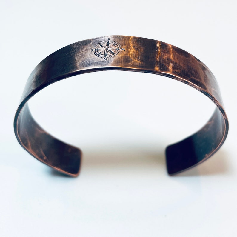Compass Bracelet, You Are My True North Cuff, Copper Anniversary Gift image 2