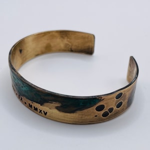 Ladies Bronze Roman Numeral Bracelet with Verdigris Patina, 8th or 19th Anniversary Gift image 2