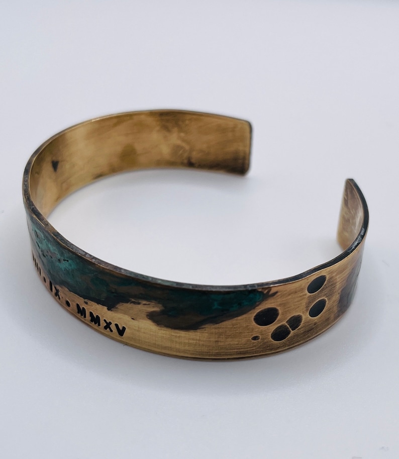 Damen-Armband mit römischen Ziffern aus Bronze mit Grünspan-Patina, Geschenk zum 8. oder 19. Jahrestag Bild 2