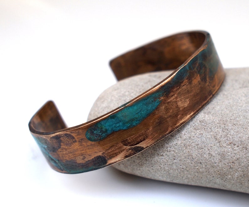 Men's Bronze Bracelet with Verdigris Patina, 8th or 19th Anniversary Gift for Him image 6