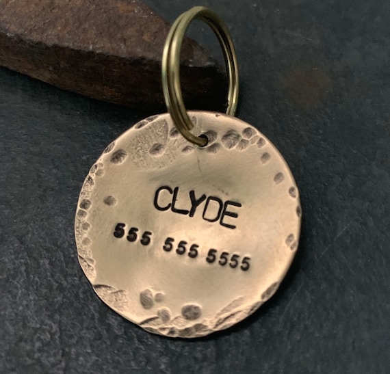 Pet ID Tag Rustic Bronze Dog Tag Custom Dog Tags Distressed Dog