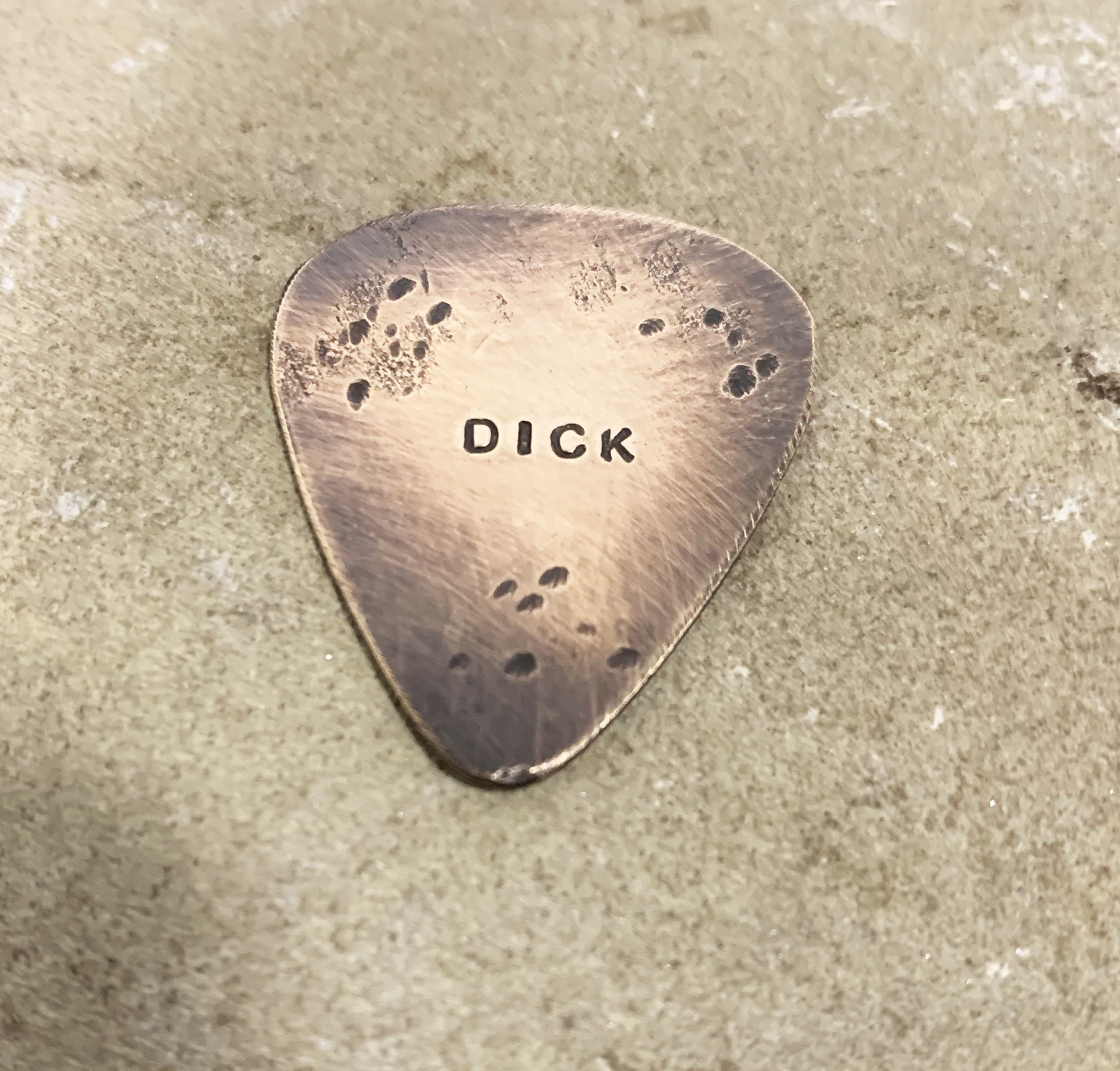 Bronze Guitar Dick Pick Distressed Metal Pick Gag Gift Etsy