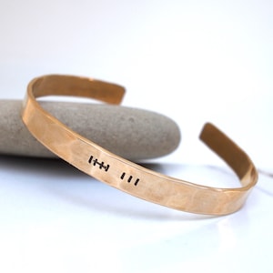 Bronze Tally Mark Bracelet, 8th or 19th Anniversary Gift for Her, Hatch Mark Cuff, 8 Years and Counting image 10