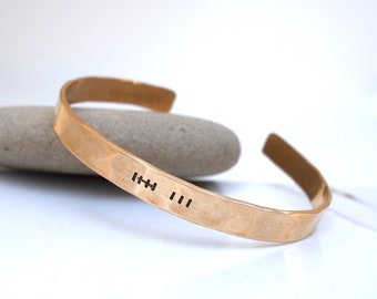 Men's Bronze Anniversary Tally Mark Bracelet, 8th or 19th Anniversary Gift for Him, Hatch Mark Cuff, 8 Years and Counting