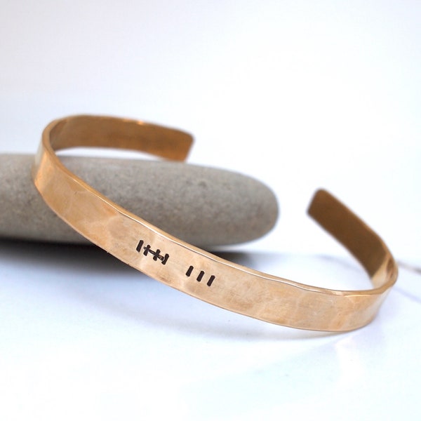 Men's Bronze Anniversary Tally Mark Bracelet, 8th or 19th Anniversary Gift for Him, Hatch Mark Cuff, 8 Years and Counting