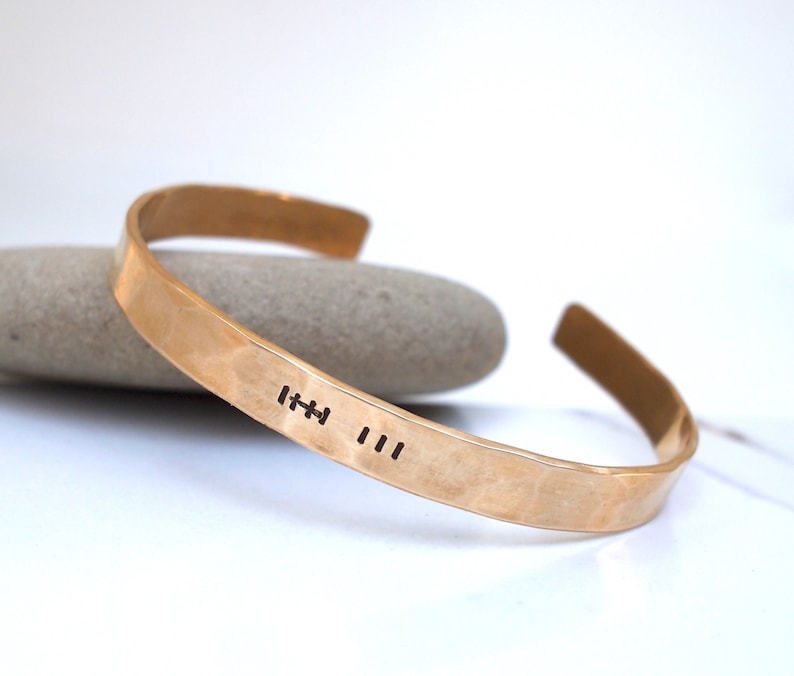 Bronze Tally Mark Bracelet, 8th or 19th Anniversary Gift for Her, Hatch Mark Cuff, 8 Years and Counting image 10