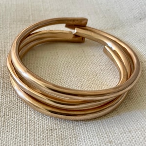 The Bronze Bangle Set, Organic Thick Solid Bronze Bracelets with Cuff and Bangles