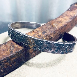 Men&#39;s Thick Silver Bracelet, Heavy Silver Cuff, Silver Anniversary Gift, Oxidized Silver Bracelet, Rustic Silver Cuff, Rugged Silver Jewelry