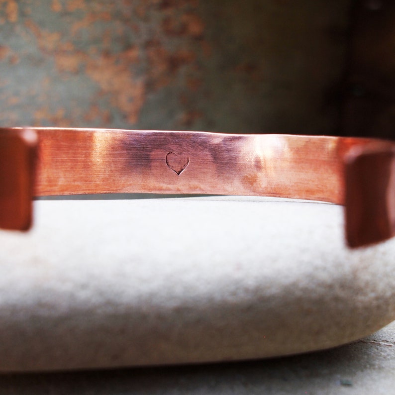 Ladies Copper Bracelet, 7th or 22nd Anniversary Gift, Copper Bracelet with Secret Heart image 2