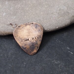 Bronzen plectrum, 8 jaar cadeau, bronzen verjaardagscadeau, 8e of 19e verjaardag, noodlijdende metalen plectrum