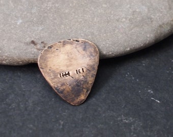 Bronze Guitar Pick, 8 Year Gift , Bronze Anniversary Gift, 8th or 19th Anniversary, Distressed Metal Pick
