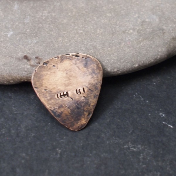 Bronze Guitar Pick, 8 Year Gift , Bronze Anniversary Gift, 8th or 19th Anniversary, Distressed Metal Pick