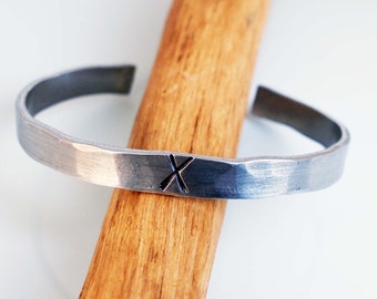 Roman Numeral Cuff, X Bracelet 10th Anniversary Gift,Kiss Bracelet