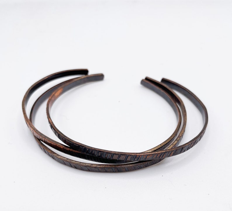 Copper Twig Bracelets, Thin Stacking Bracelets, Boho Bangles, Copper Anniversary Gift, 22nd Year, 7th Anniversary image 10