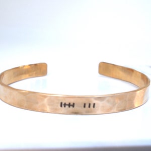 Bronze Tally Mark Bracelet, 8th or 19th Anniversary Gift for Her, Hatch Mark Cuff, 8 Years and Counting image 9