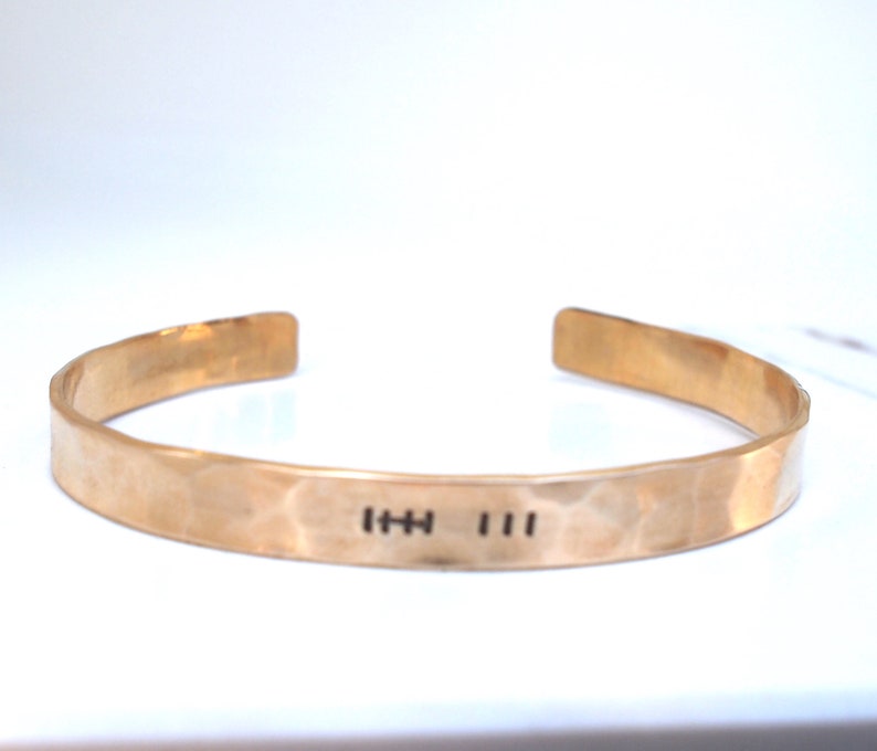 Bronze Tally Mark Bracelet, 8th or 19th Anniversary Gift for Her, Hatch Mark Cuff, 8 Years and Counting image 9