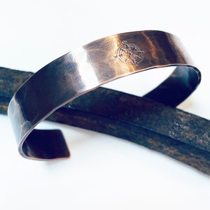 Compass Bracelet, You Are My True North Cuff, Copper Anniversary Gift image 1