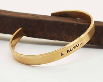 Men's Bronze Anniversary Bracelet, Personalized Anniversary Gift, And Always Bronze Cuff