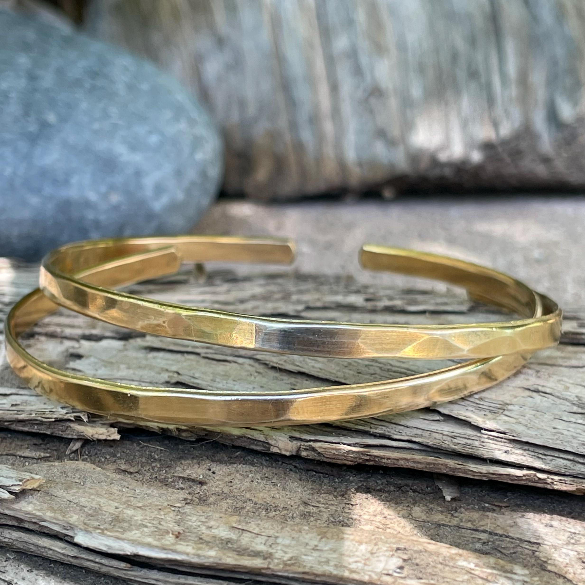 Hammered Bronze Cuff Bracelet: 8th Anniversary Boho Bangle