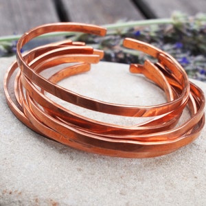 Copper Stacking Bangles, Thin Stacking Bracelets, Boho Bangles, Copper Anniversary Gift image 7