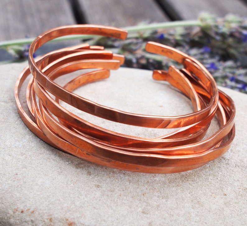 Copper Stacking Bangles, Thin Stacking Bracelets, Boho Bangles, Copper Anniversary Gift image 7