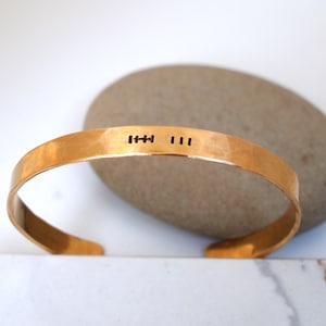 Bronze Tally Mark Bracelet, 8th or 19th Anniversary Gift for Her, Hatch Mark Cuff, 8 Years and Counting image 8