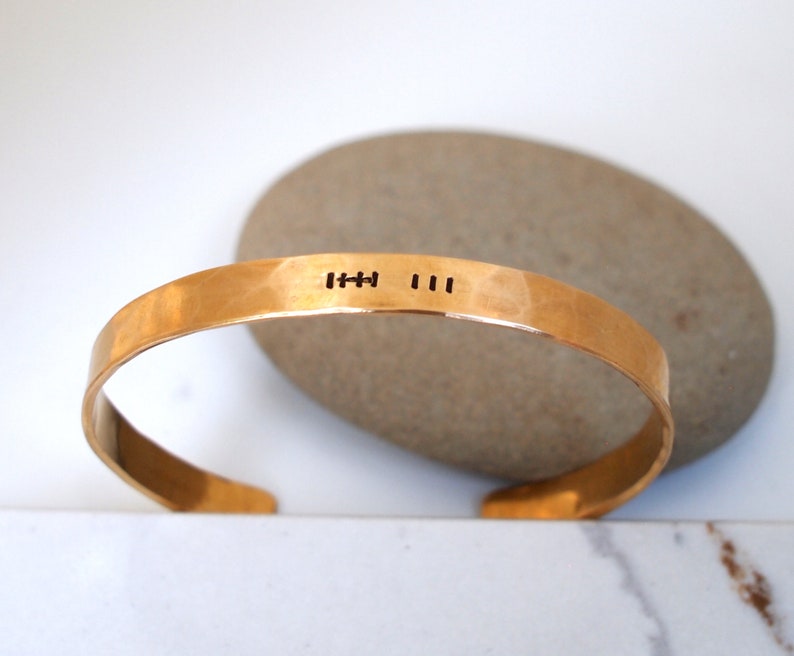Bronze Tally Mark Bracelet, 8th or 19th Anniversary Gift for Her, Hatch Mark Cuff, 8 Years and Counting image 8