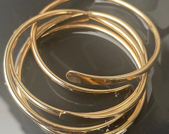 Flat Gold Stacking Bangle, Boho Bangles, Stacking Adjustable Cuffs