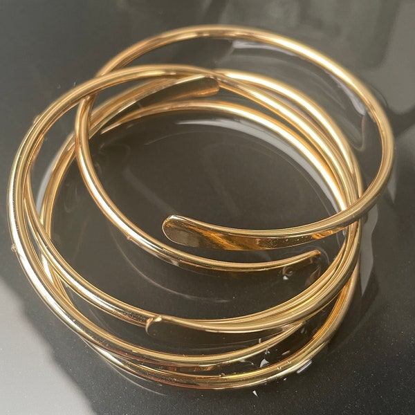 Flat Gold Stacking Bangle, Boho Bangles, Stacking Adjustable Cuffs