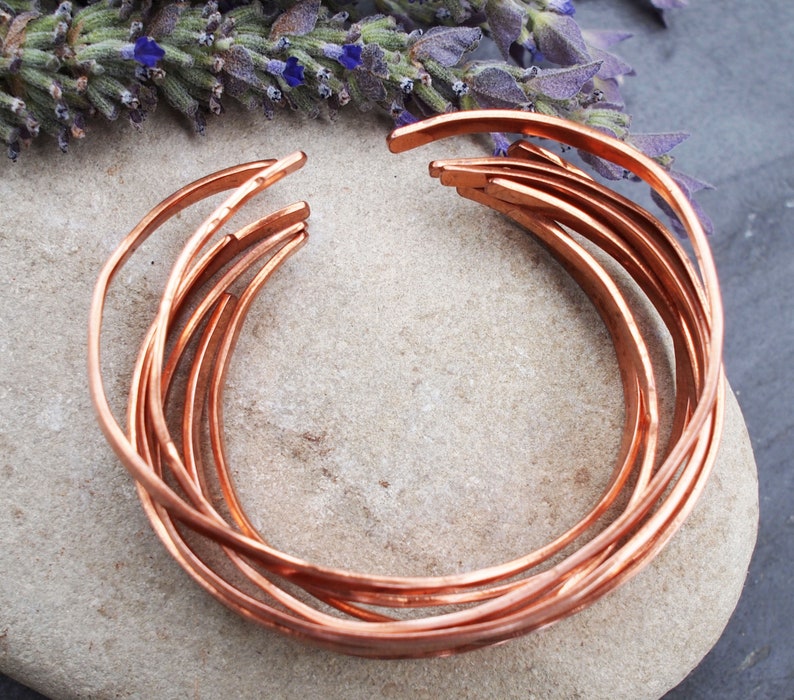 Copper Stacking Bangles, Thin Stacking Bracelets, Boho Bangles, Copper Anniversary Gift image 10